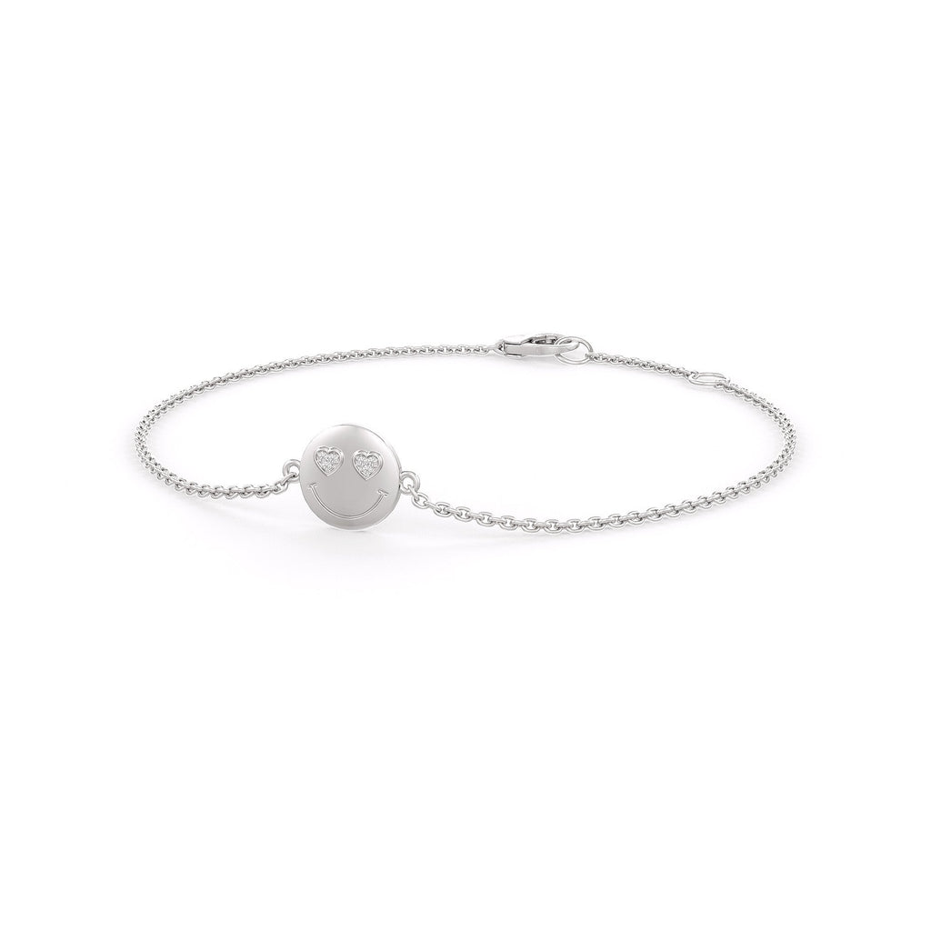 18ct White Gold Emoji Smiley Diamond Bracelet Cervin Blanc