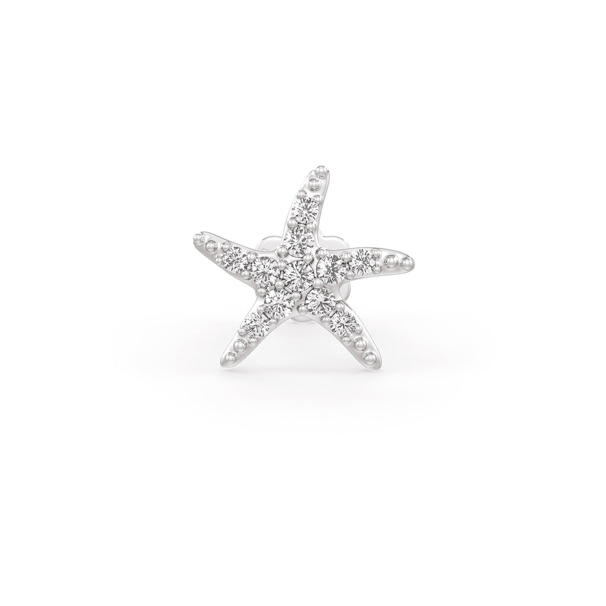 Starfish Diamond Nose Stud Pin 18ct White Gold