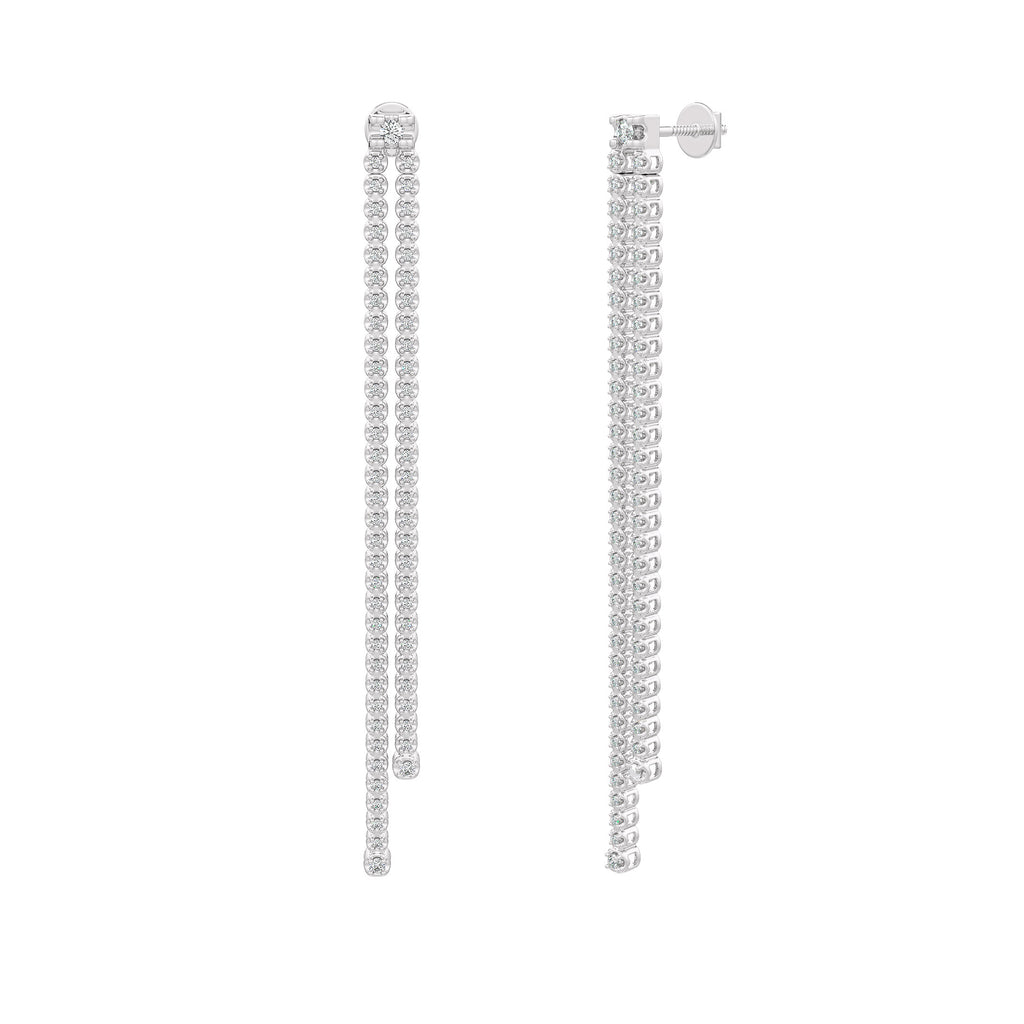 Luxury white gold diamond tennis earrings