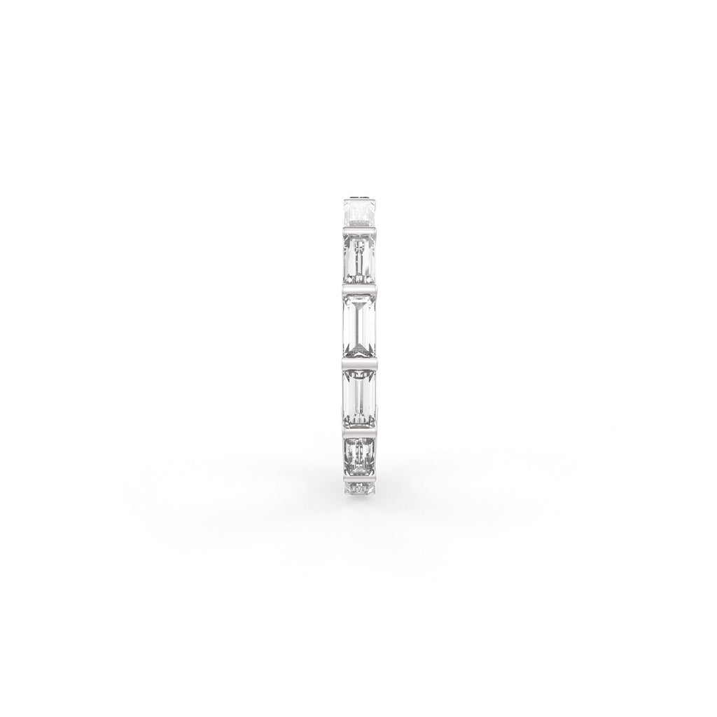 18ct white gold nose hoop ring with 0.15ct baguette diamond
