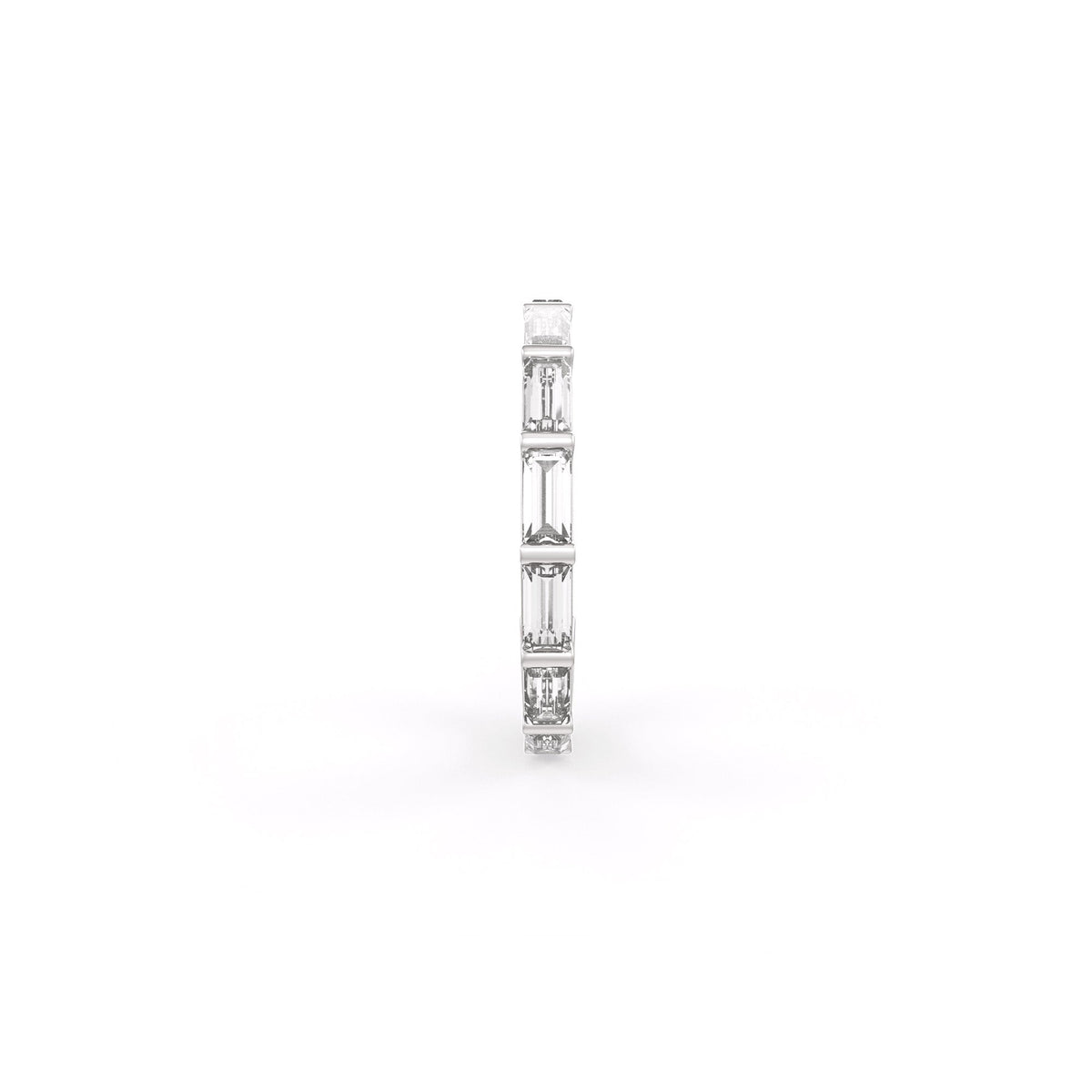 18ct white gold nose hoop ring with 0.15ct baguette diamond