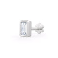 Baguette diamond nose stud in 18k white gold