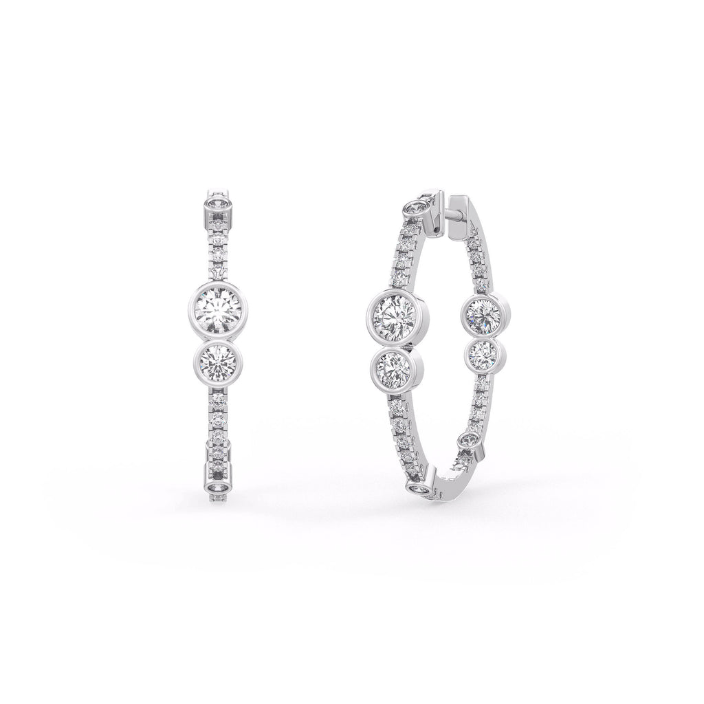 1.30ct Diamond Bubble Hoop Earrings White Gold