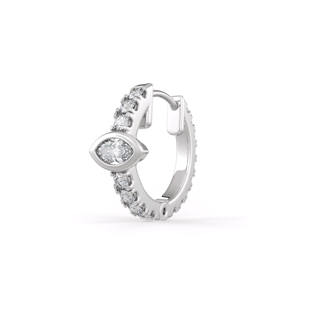 Luxury white gold 10mm eternity hoop earring