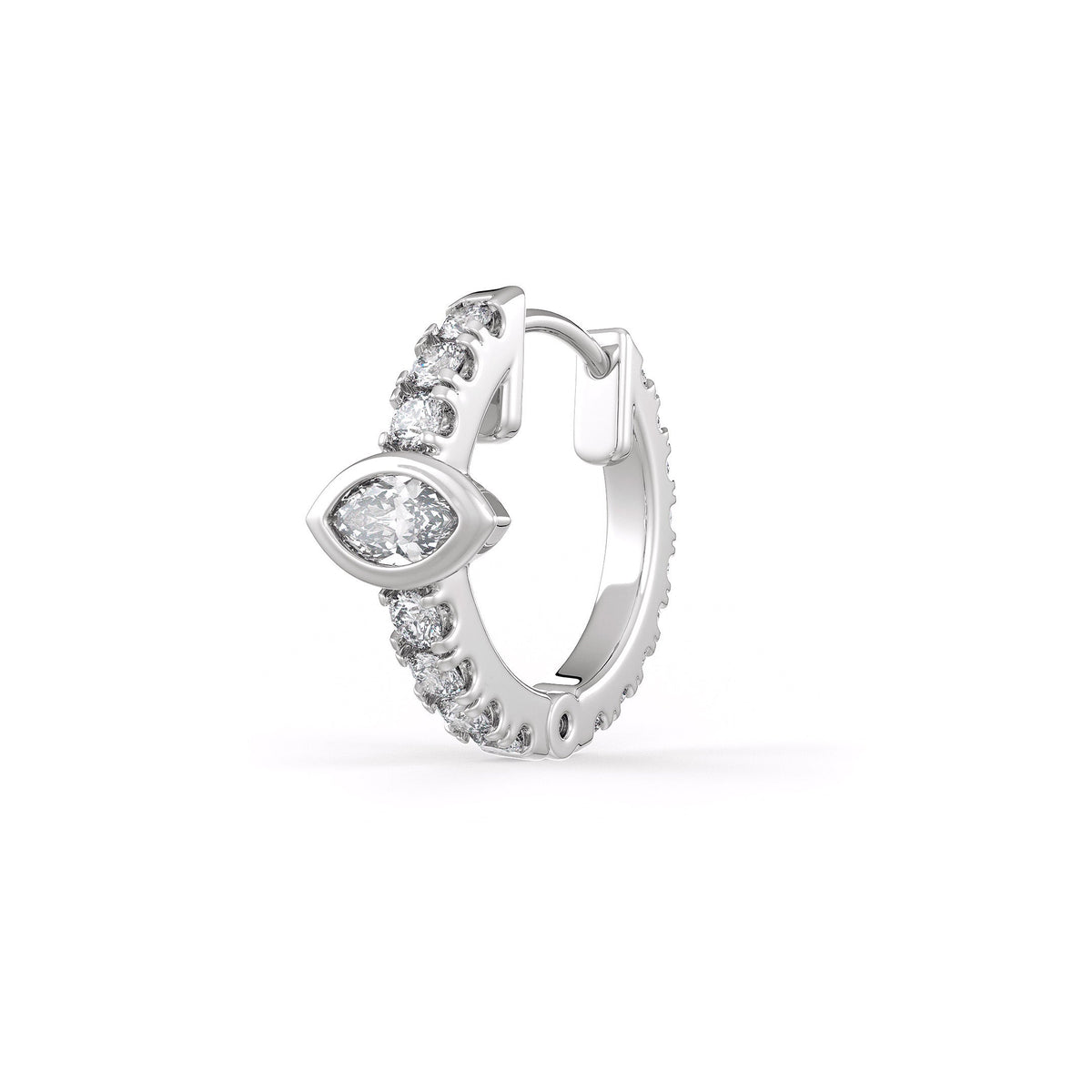 Luxury white gold 10mm eternity hoop earring