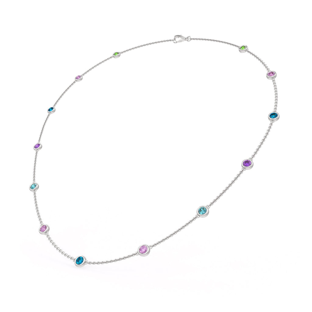 Delicate By Yard Chain with Topaz and Pink Sapphire Stones