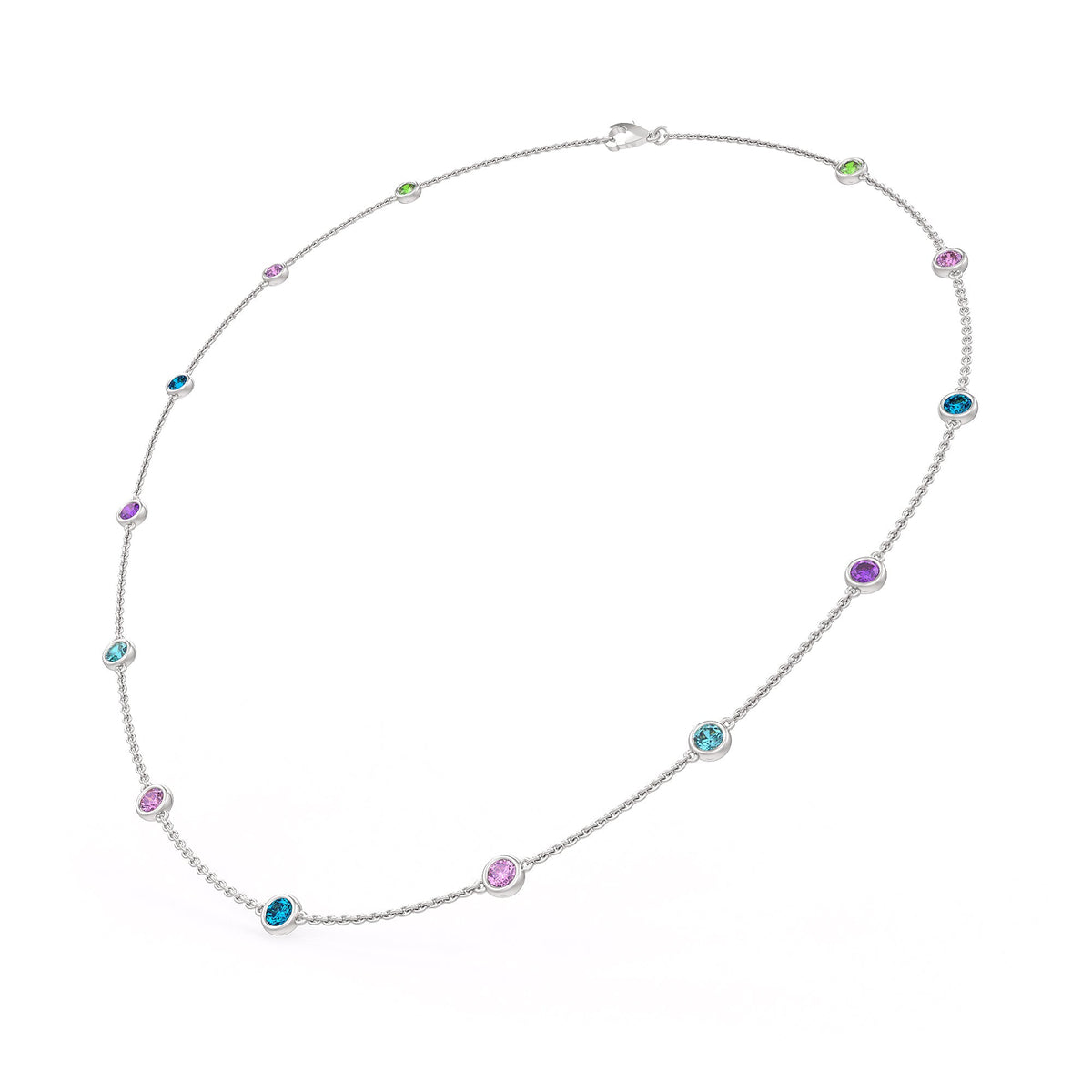 Delicate By Yard Chain with Topaz and Pink Sapphire Stones