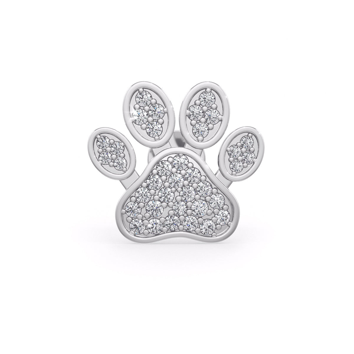 Diamond Paw Earrings White Gold