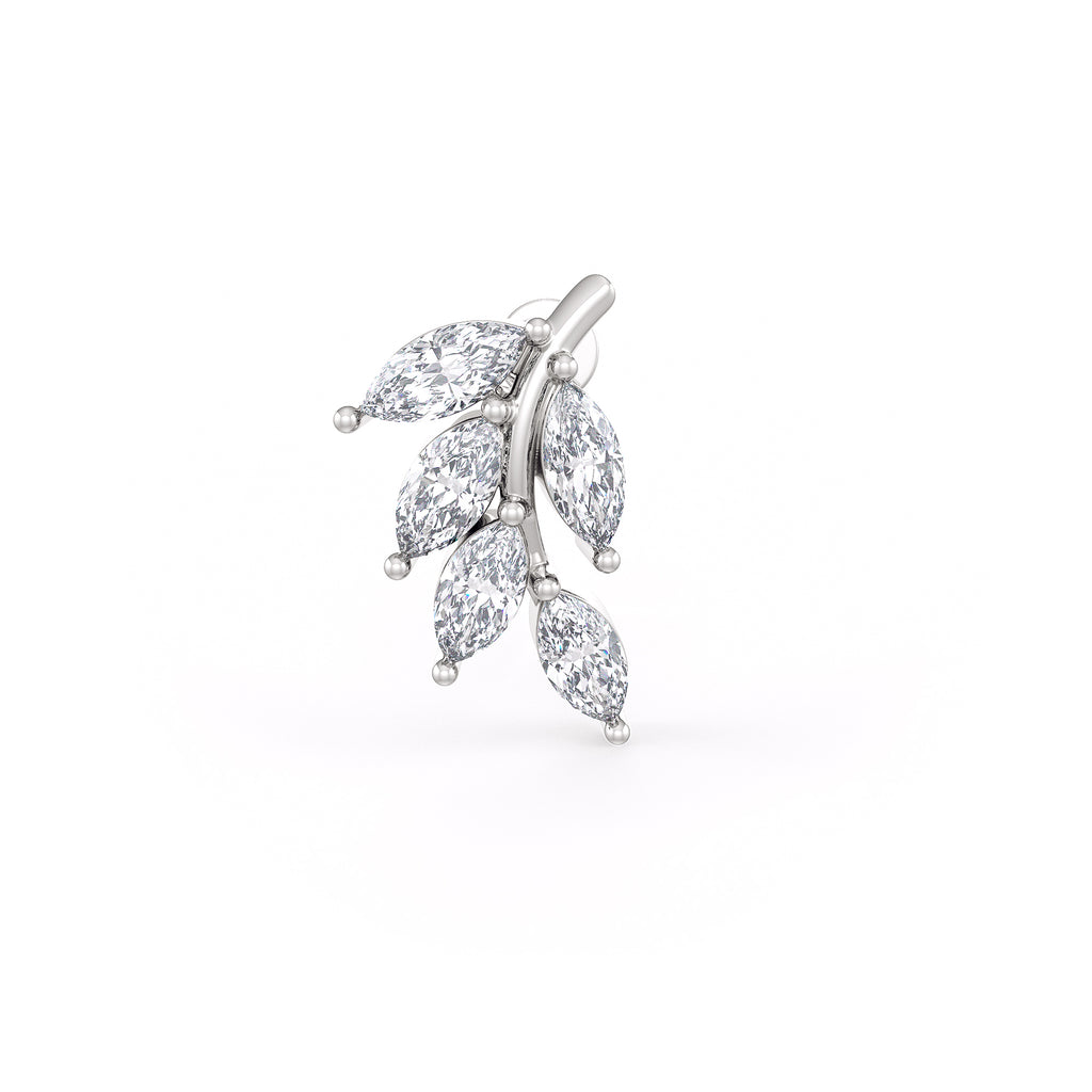 Marquise Leaf Diamond Stud Earrings