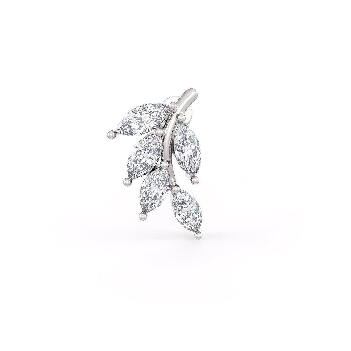 Marquise Leaf Diamond Stud Earrings