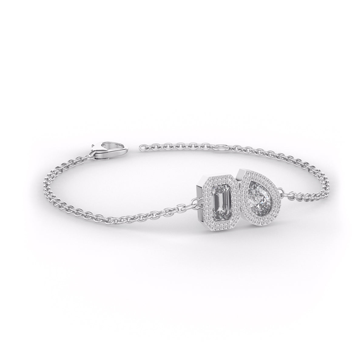 Bracelet Toi Et Moi en or blanc 18 carats serti de diamants (0,40 ct).