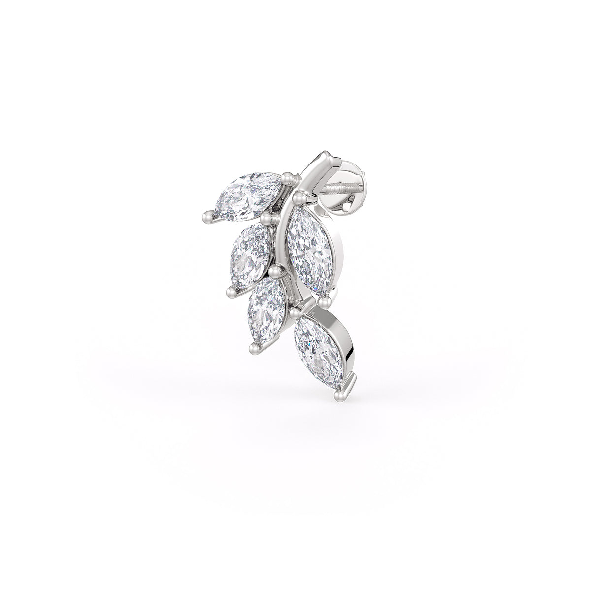 Marquise Leaf Diamond Stud Earrings