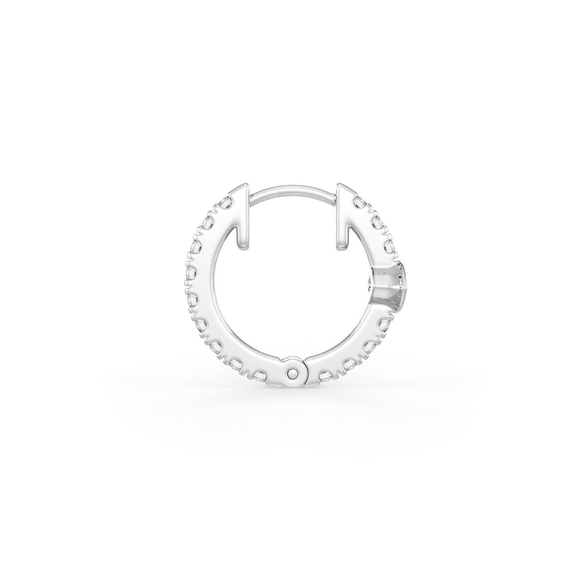 Silver hoop earring on a white background