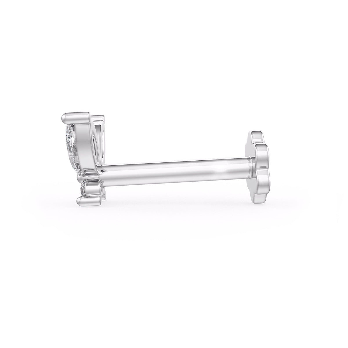 Luxurious white gold butterfly piercing stud