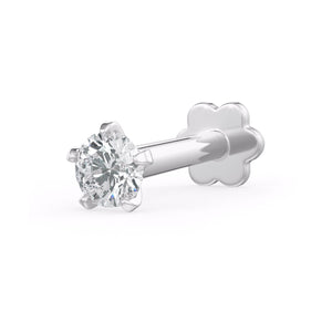 Solitaire Diamond Nose Stud Pin in 18ct White Gold 0.06ct Nasal Piercing