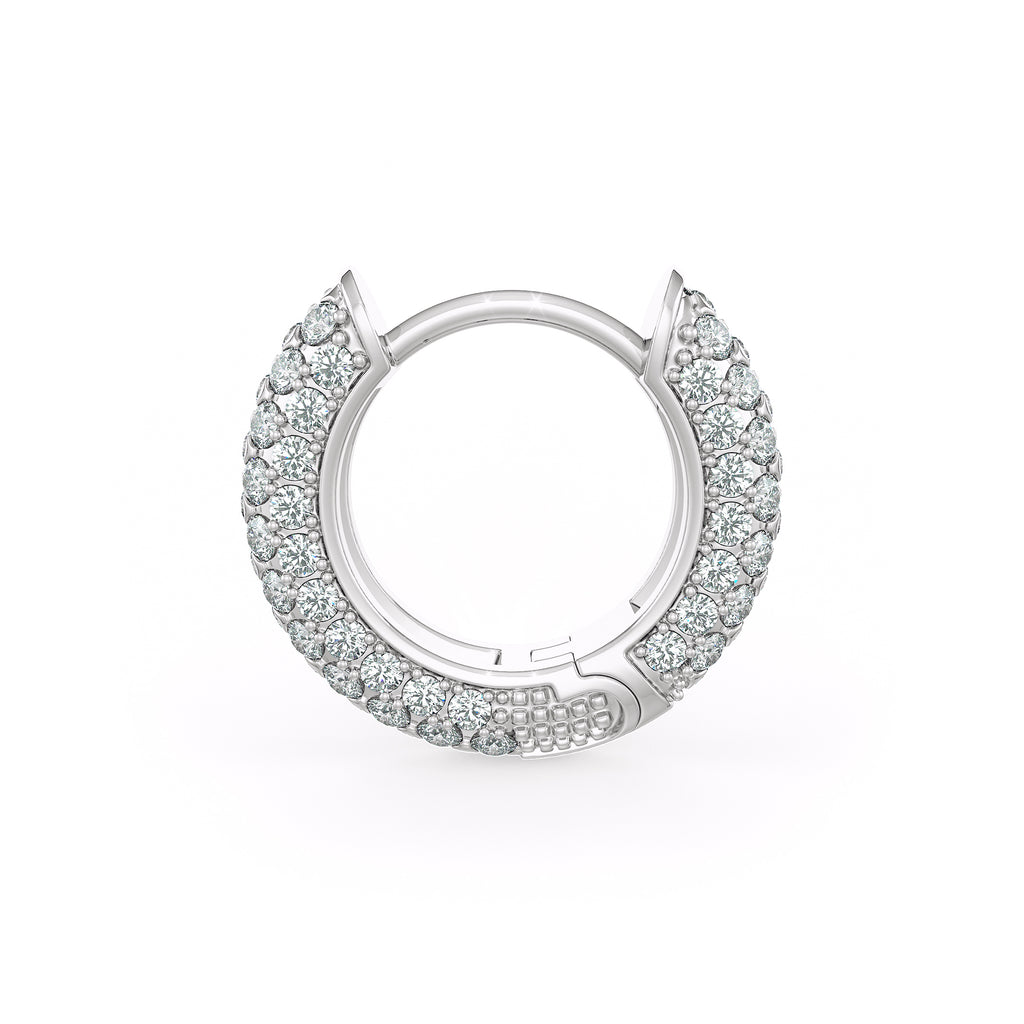 10mm White Gold Diamond Cartilage Hoop Earrings