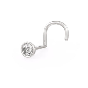 18ct White Gold Solitaire Diamond Nose Stud Pin 0.07ct VS Piercing Bezel set