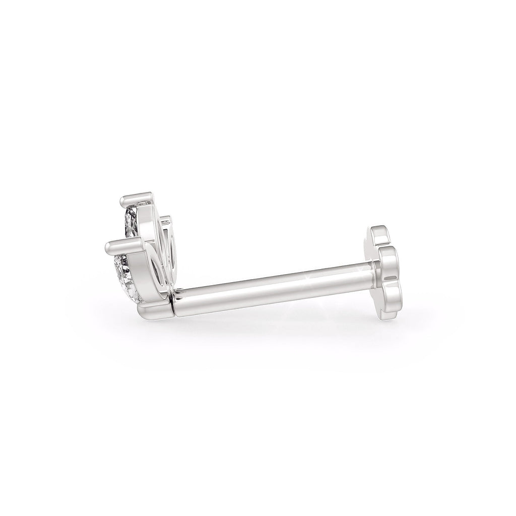 Marquise Diamond Nose Pin Lotus Stud 18ct White Gold