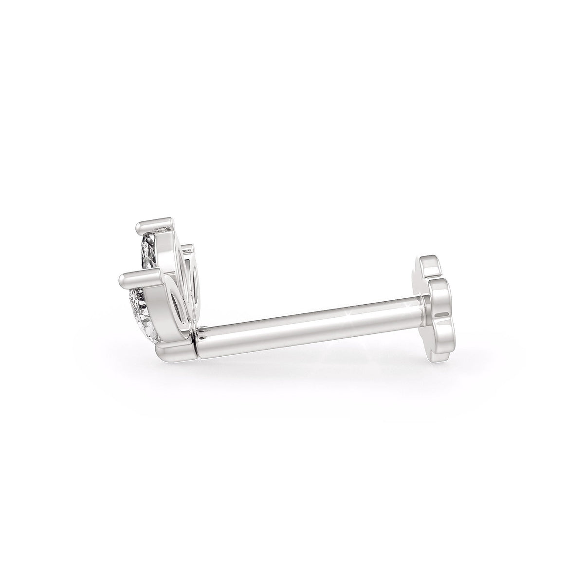Marquise-Diamant-Knorpelohrring – Lotus-Stecker aus 18-karätigem Weißgold für Helix- und Flatback-Piercings