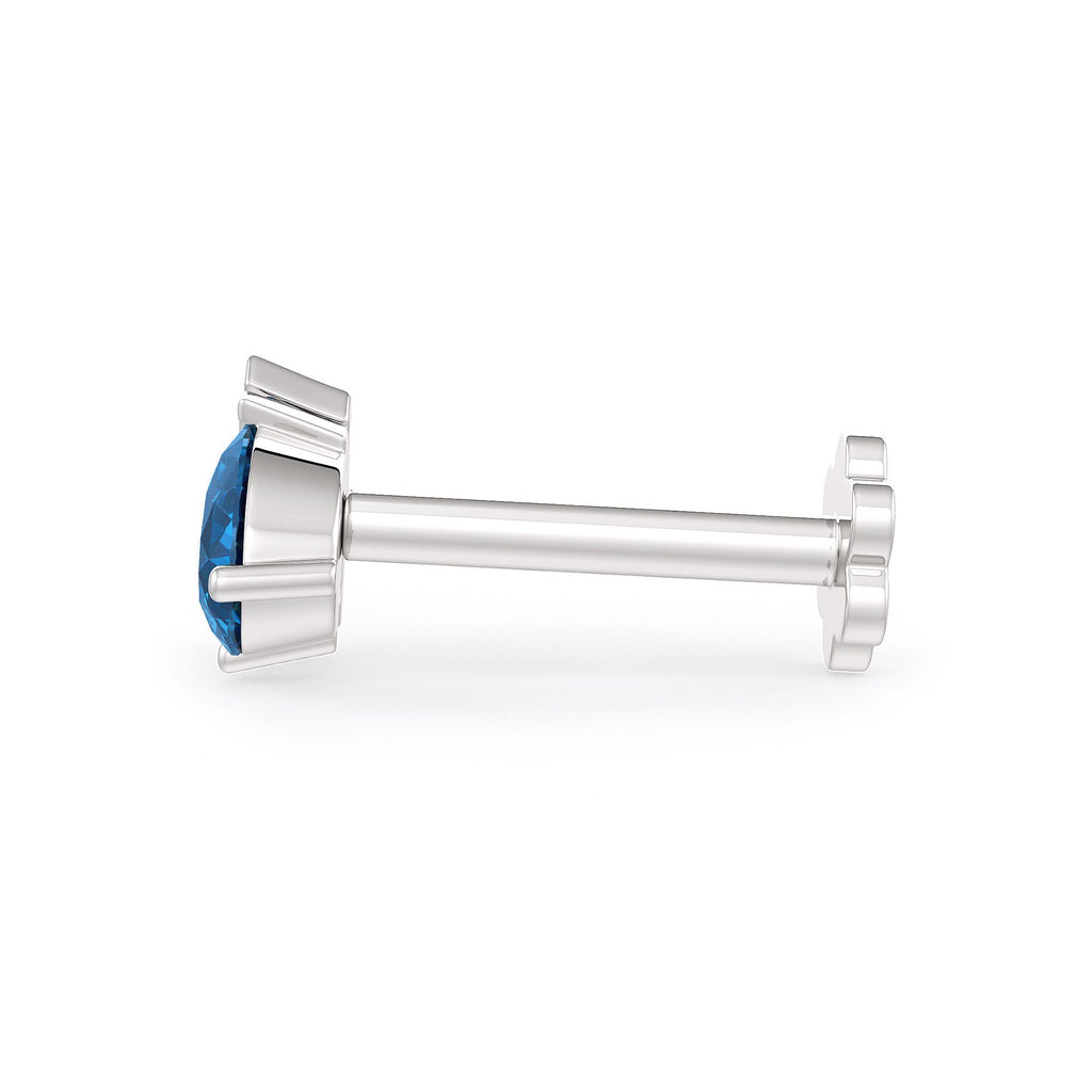 Sapphire and blue topaz cartilage stud