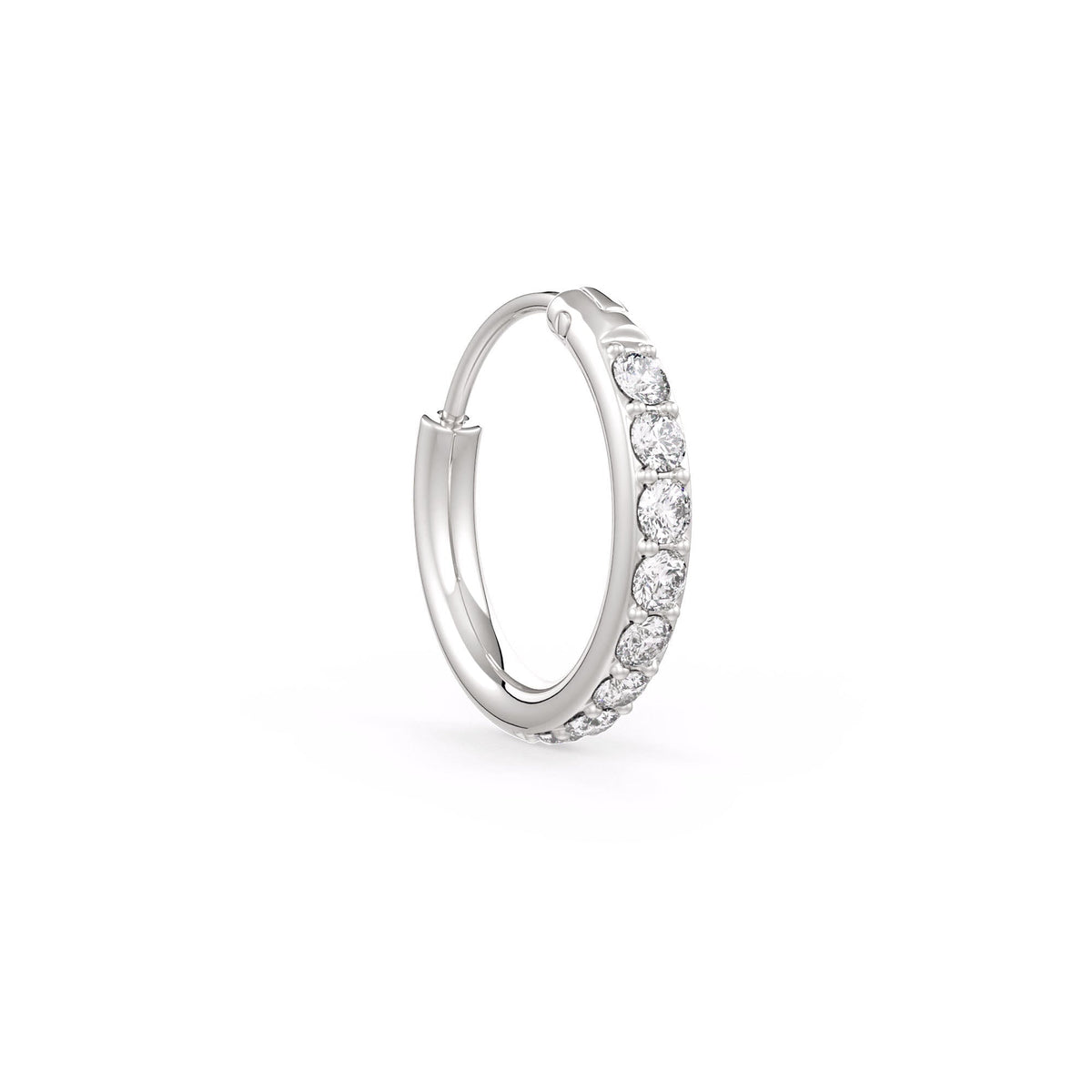 18ct white gold skinny diamond nose hoop