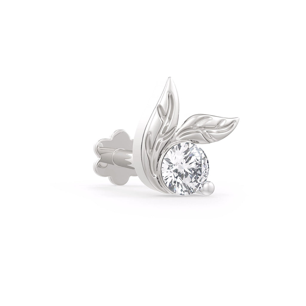 Diamond nose stud with leaf design