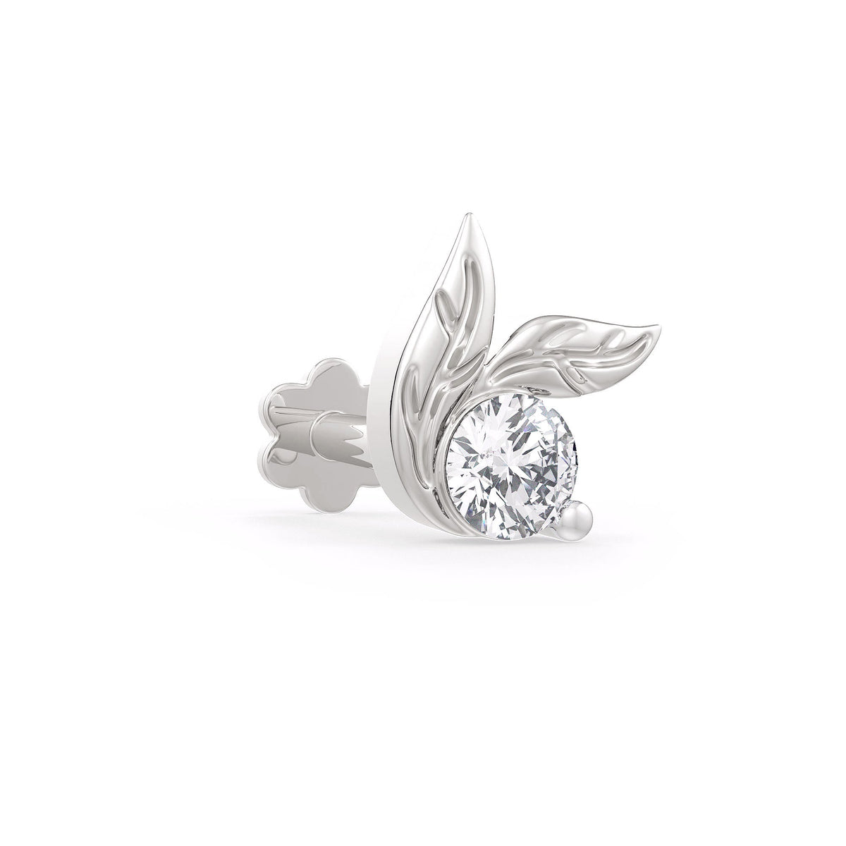 Diamond nose stud with leaf design