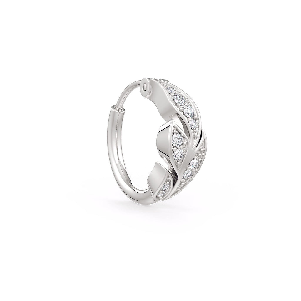 Elegant white gold diamond nose hoop