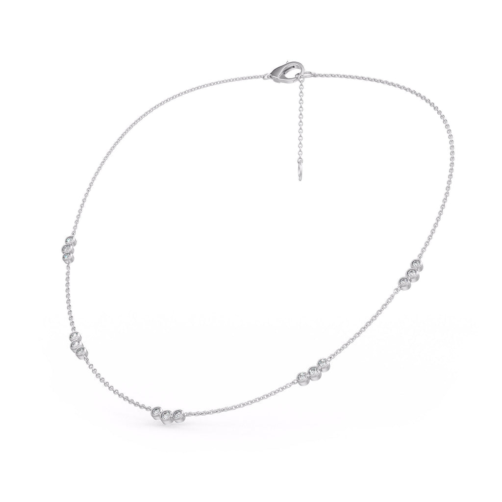 Diamond-studded 18ct white gold necklace trilogy