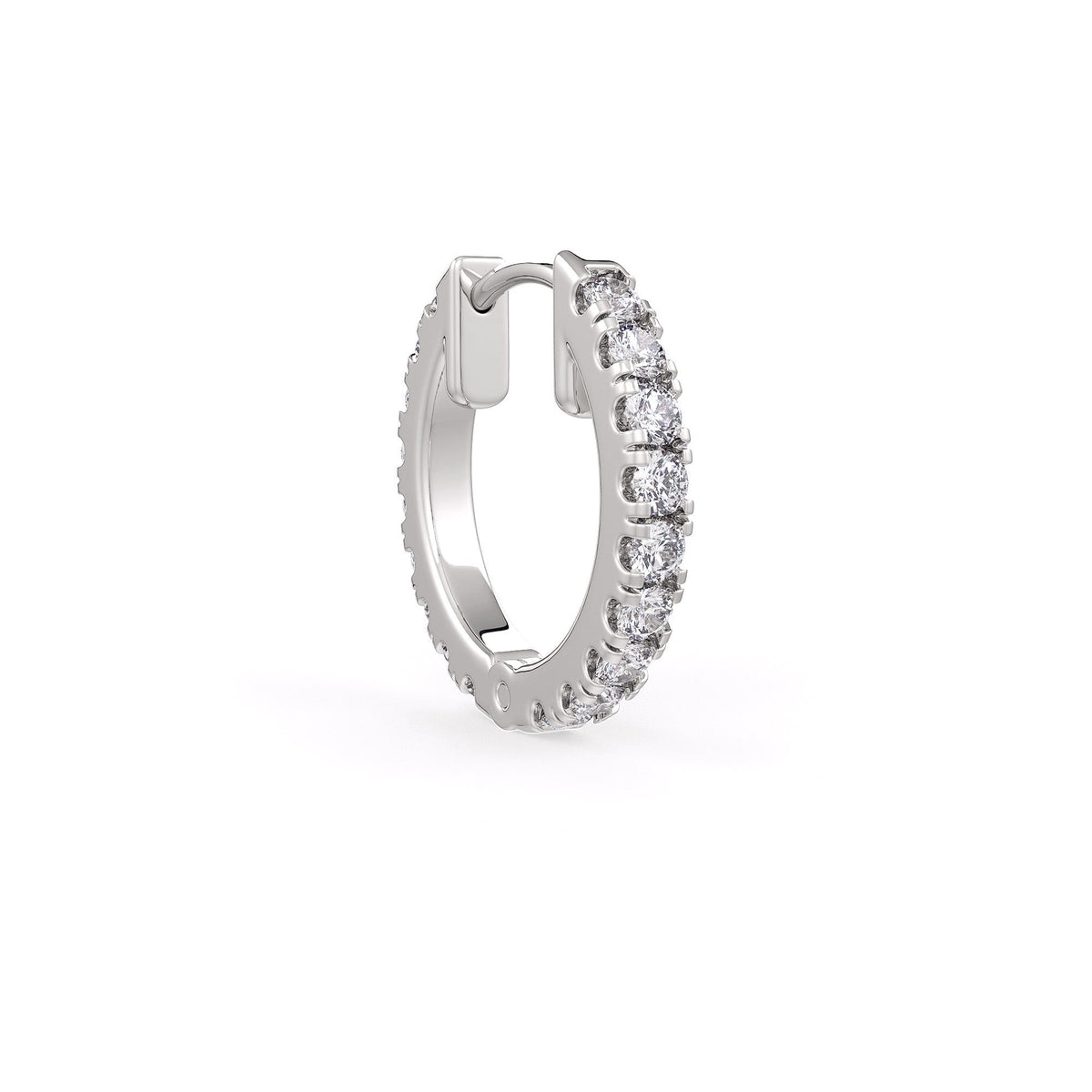 White gold diamond hoop for cartilage and lobe piercing