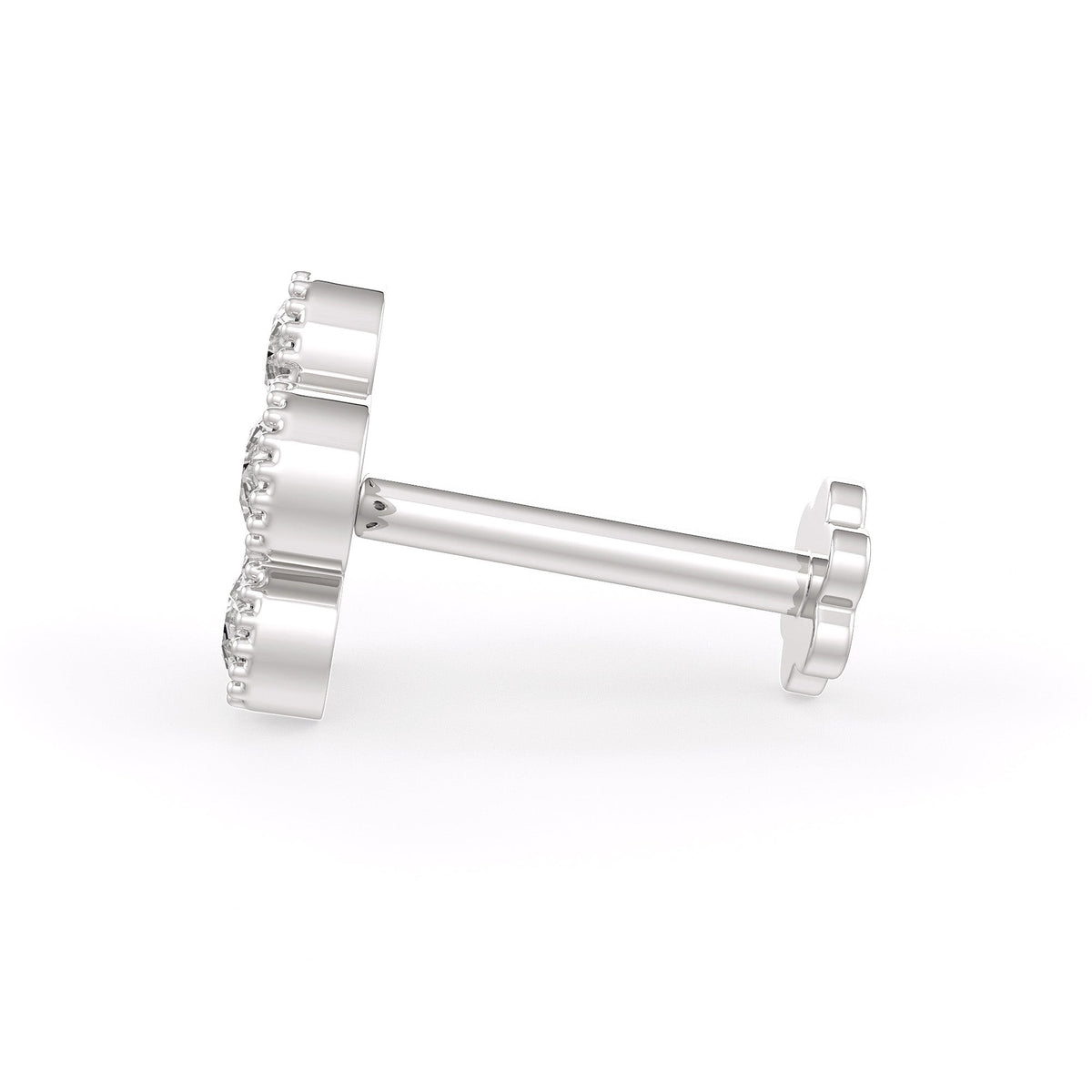 Daisy Flower Diamond Nose Stud 18ct White Gold Large 0.33ct