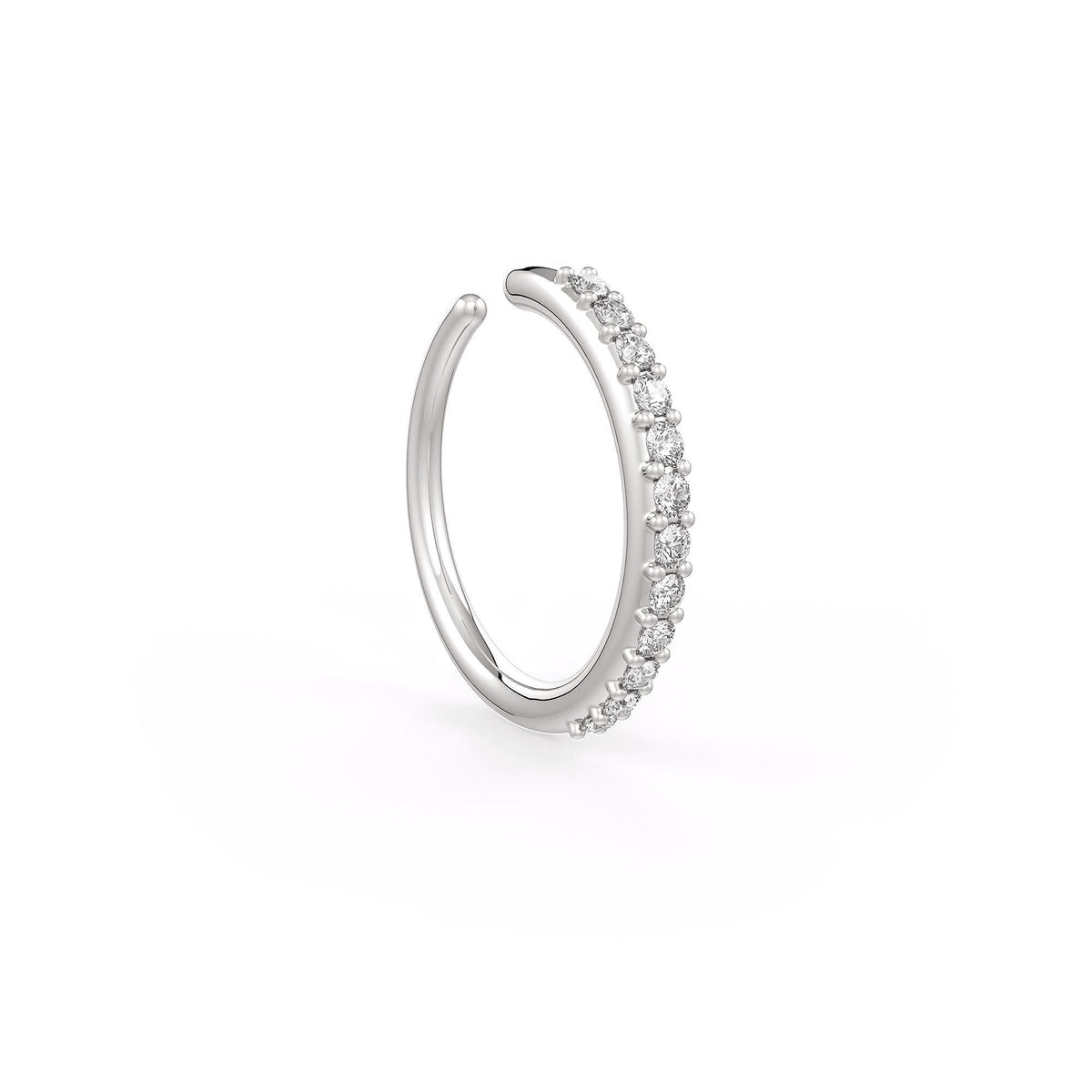 Diamond Skinny Nose Ring Eternity Hoop 18ct White Gold