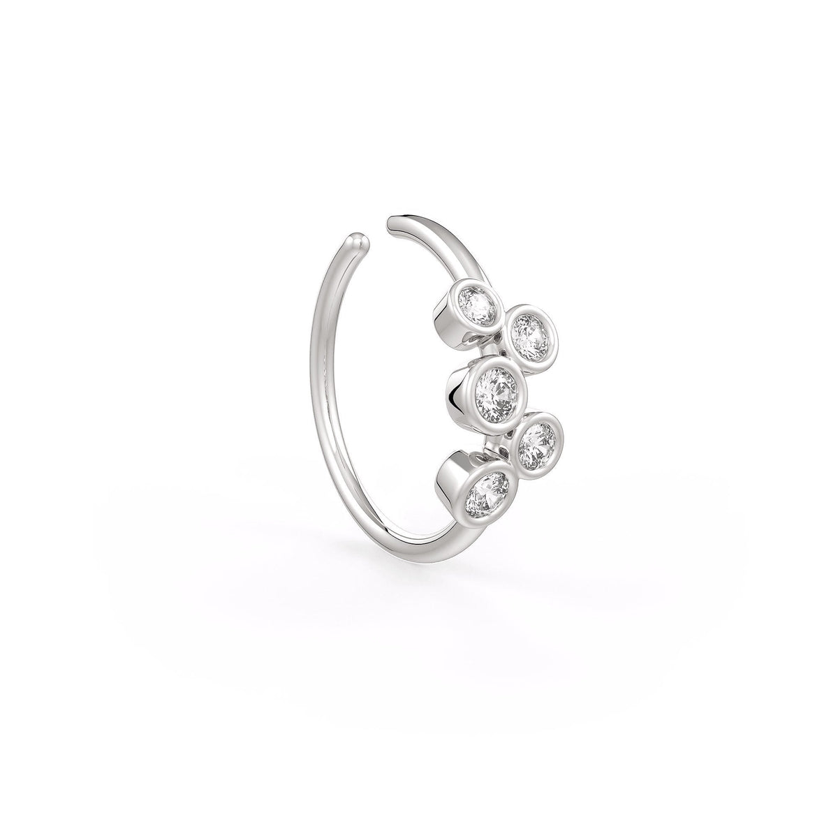 Skinny diamond bubble nose hoop ring in 18ct white gold