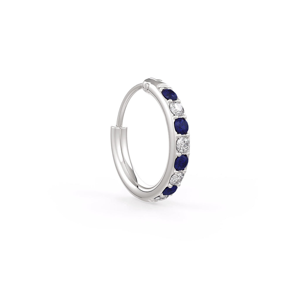 Luxury skinny diamond sapphire nose hoop