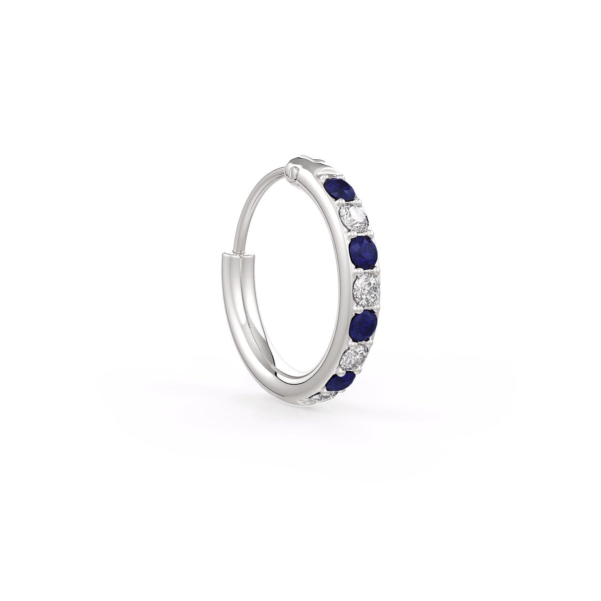 Luxury skinny diamond sapphire nose hoop
