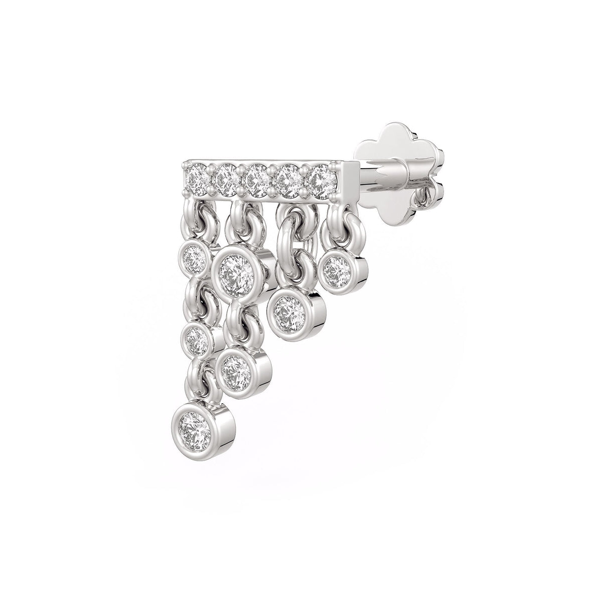 18ct white gold diamond nose stud with droplet design
