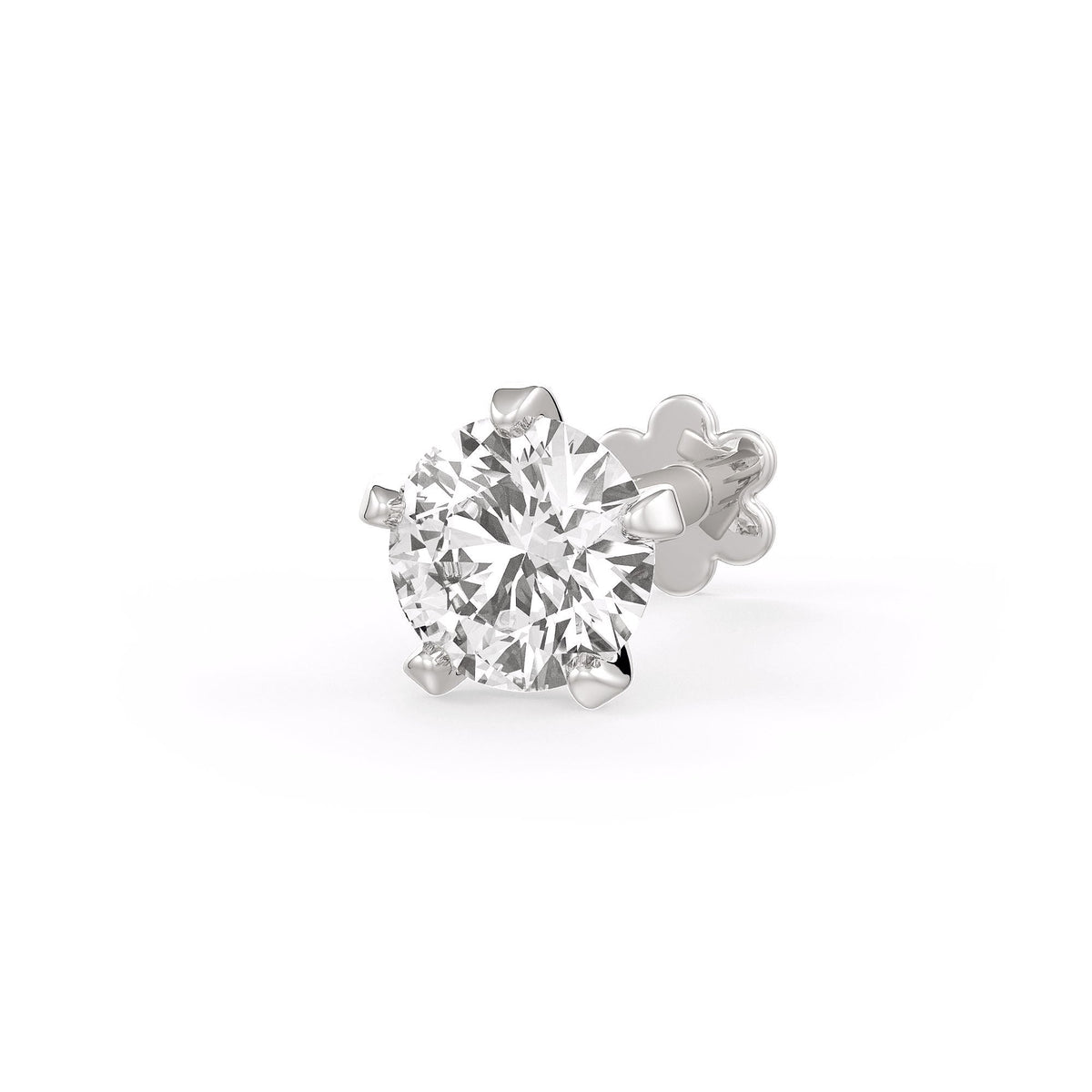 Solitaire Diamond Nose Stud 0.18ct Nasal Piercing 18ct White Gold Large Unisex