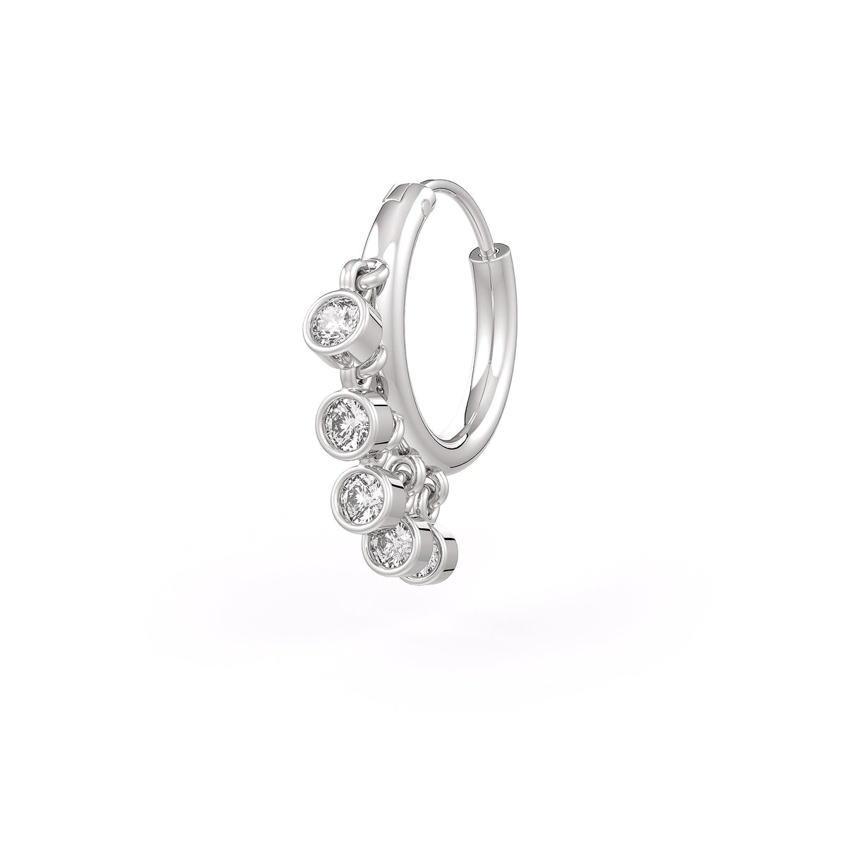 Diamond Nose Hoop Ring in 18ct White Gold Bezel Charms