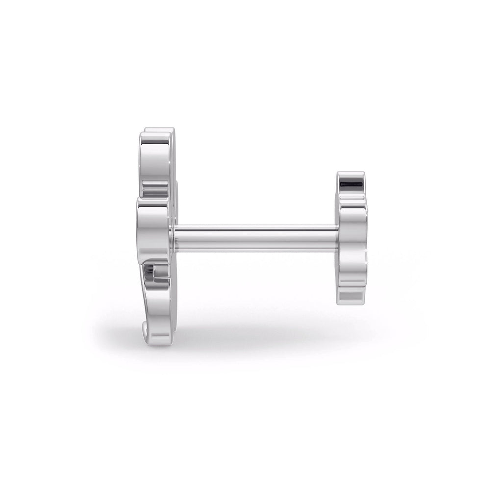 Side view of white gold paw stud earring