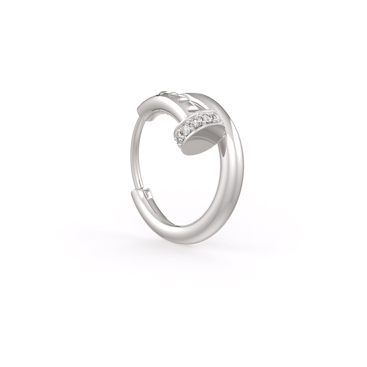 Diamond nail ring nose hoop in 18ct white gold