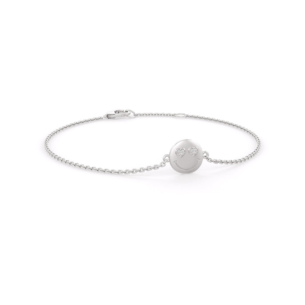 18ct White Gold Emoji Smiley Diamond Bracelet Cervin Blanc