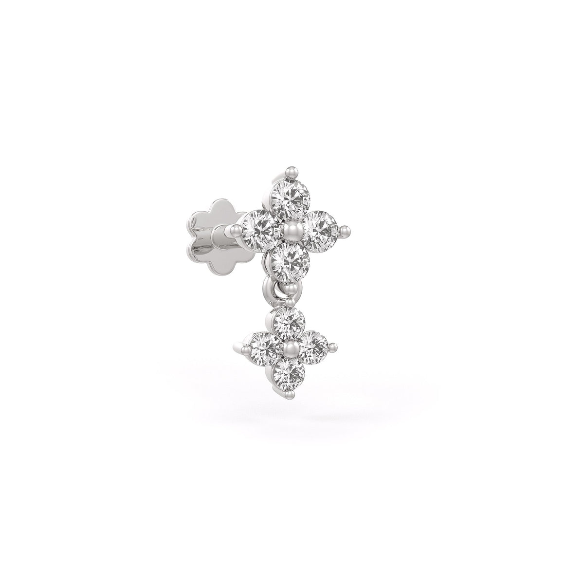 Elegant daisy flower nose stud with diamond detail