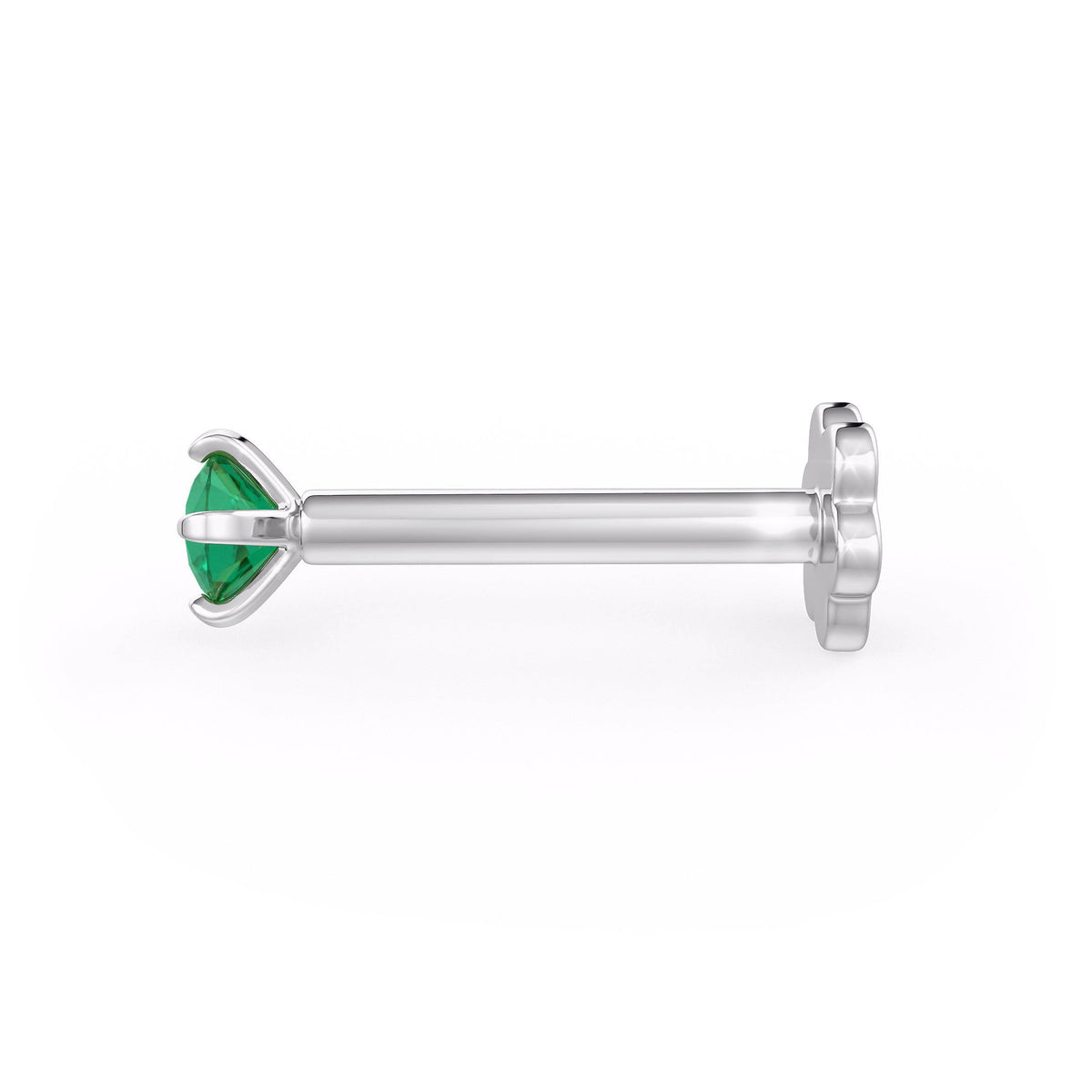 Spilla da naso con smeraldo verde intenso in oro bianco 18 carati