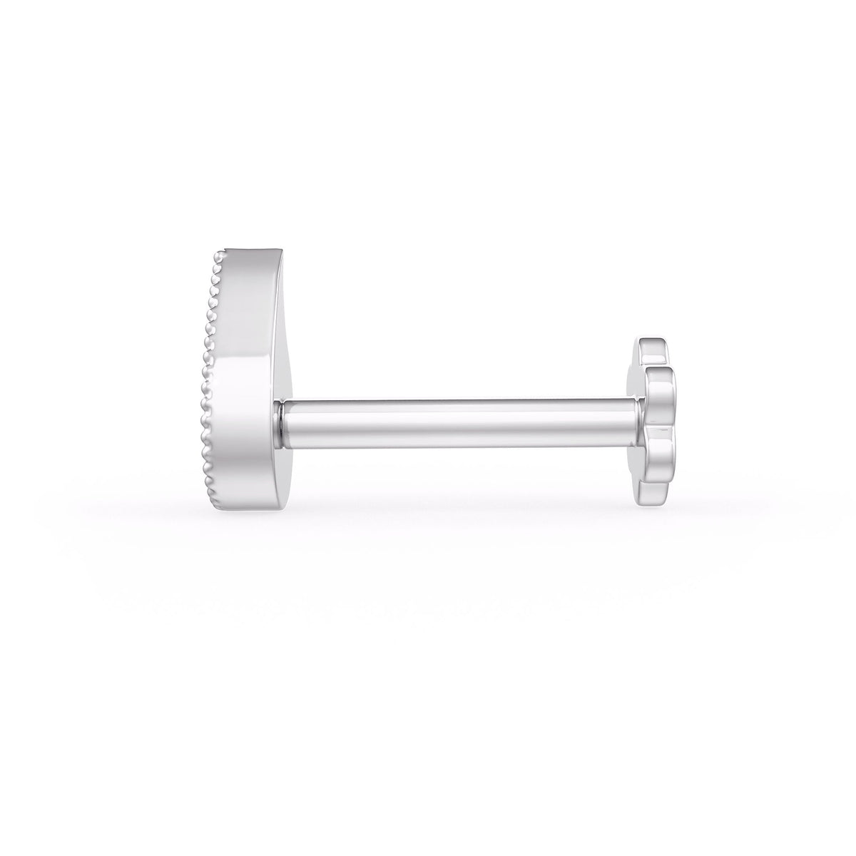 Silver nose stud on a white background