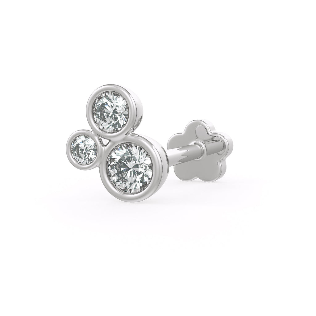 18ct white gold icy bubble diamond nose stud