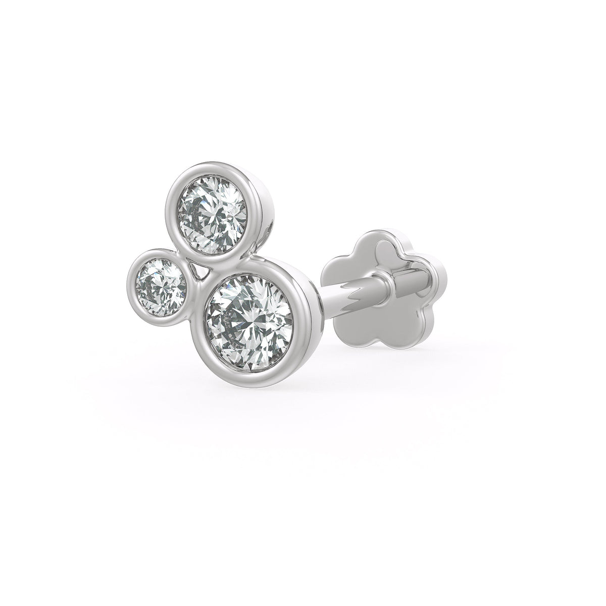 18ct white gold icy bubble diamond nose stud