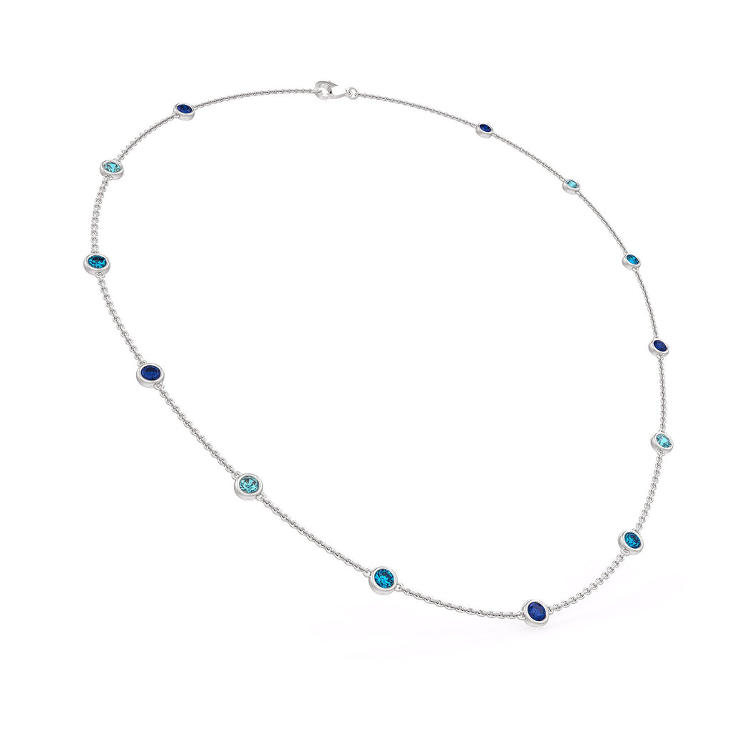 Blue Topaz necklace with 18ct white gold chain