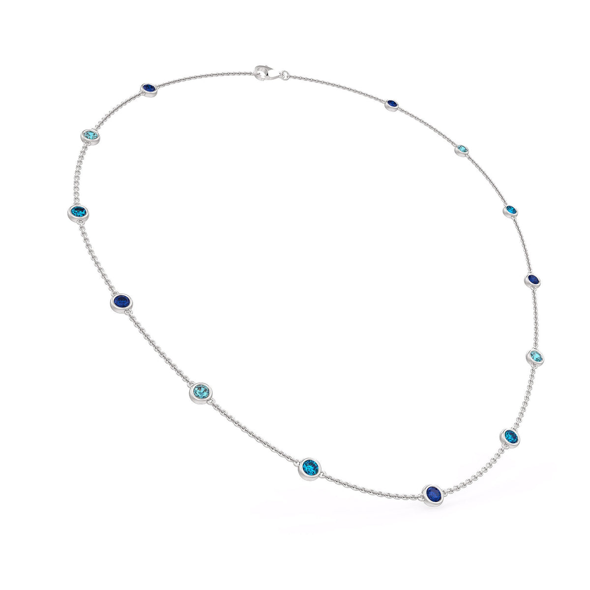 Blue Topaz necklace with 18ct white gold chain