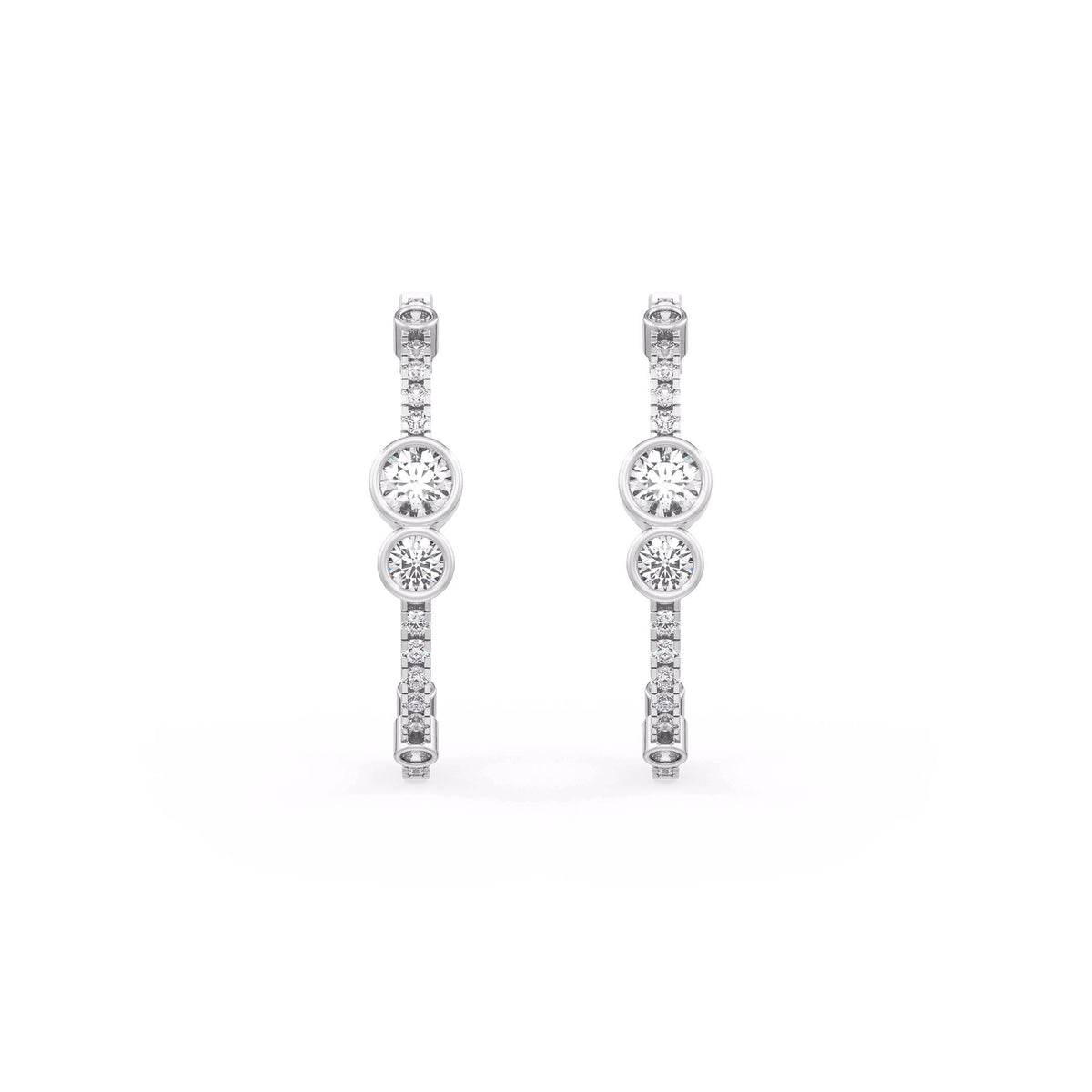 1.30ct Diamond Bubble Hoop Earrings White Gold