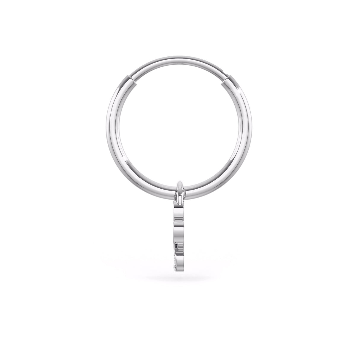 Orecchini a cerchio con ciondolo a forma di zampa di diamante in oro bianco